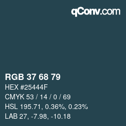 颜色代码: RGB 37 68 79 | qconv.com