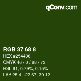 カラーコード: RGB 37 68 8 | qconv.com