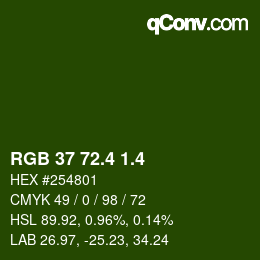 カラーコード: RGB 37 72.4 1.4 | qconv.com
