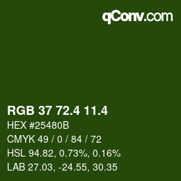 カラーコード: RGB 37 72.4 11.4 | qconv.com