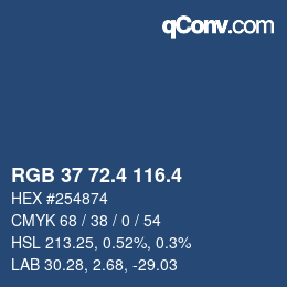 カラーコード: RGB 37 72.4 116.4 | qconv.com