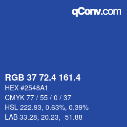 カラーコード: RGB 37 72.4 161.4 | qconv.com