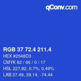 カラーコード: RGB 37 72.4 211.4 | qconv.com
