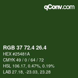 カラーコード: RGB 37 72.4 26.4 | qconv.com