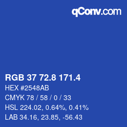 カラーコード: RGB 37 72.8 171.4 | qconv.com