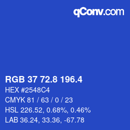 カラーコード: RGB 37 72.8 196.4 | qconv.com