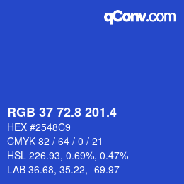 カラーコード: RGB 37 72.8 201.4 | qconv.com