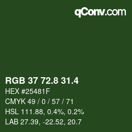 カラーコード: RGB 37 72.8 31.4 | qconv.com