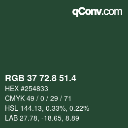 カラーコード: RGB 37 72.8 51.4 | qconv.com