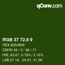 カラーコード: RGB 37 72.8 9 | qconv.com