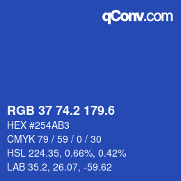 カラーコード: RGB 37 74.2 179.6 | qconv.com