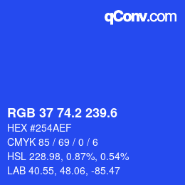 カラーコード: RGB 37 74.2 239.6 | qconv.com