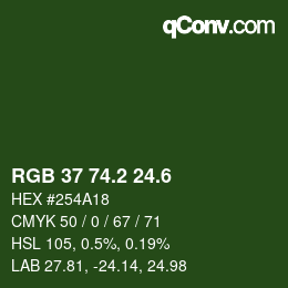 カラーコード: RGB 37 74.2 24.6 | qconv.com