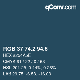 カラーコード: RGB 37 74.2 94.6 | qconv.com
