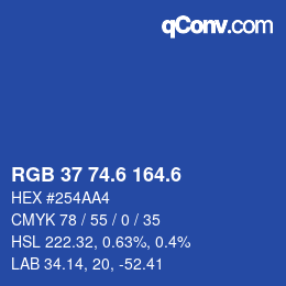 カラーコード: RGB 37 74.6 164.6 | qconv.com
