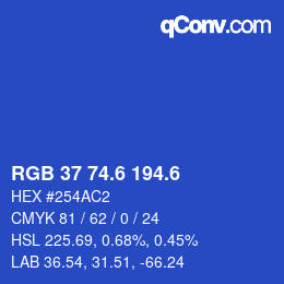カラーコード: RGB 37 74.6 194.6 | qconv.com