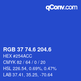 カラーコード: RGB 37 74.6 204.6 | qconv.com
