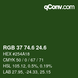 カラーコード: RGB 37 74.6 24.6 | qconv.com