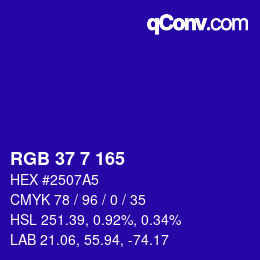 カラーコード: RGB 37 7 165 | qconv.com