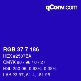 Color code: RGB 37 7 186 | qconv.com