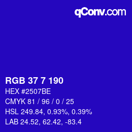 Color code: RGB 37 7 190 | qconv.com