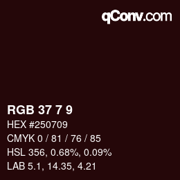 Color code: RGB 37 7 9 | qconv.com