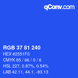 Color code: RGB 37 81 240 | qconv.com