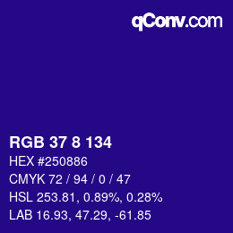 Color code: RGB 37 8 134 | qconv.com