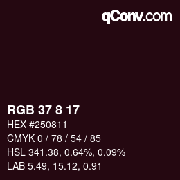 颜色代码: RGB 37 8 17 | qconv.com