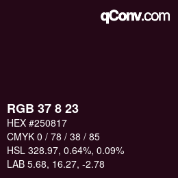 カラーコード: RGB 37 8 23 | qconv.com