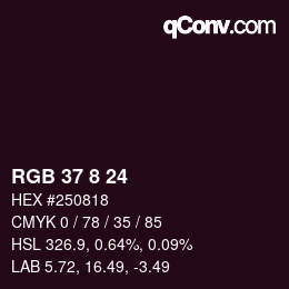 カラーコード: RGB 37 8 24 | qconv.com