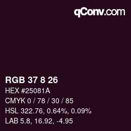 Color code: RGB 37 8 26 | qconv.com