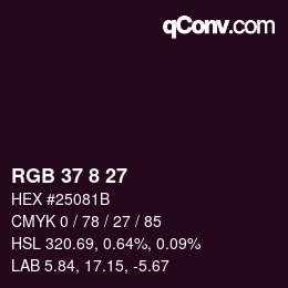 カラーコード: RGB 37 8 27 | qconv.com