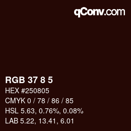 Color code: RGB 37 8 5 | qconv.com