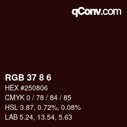 カラーコード: RGB 37 8 6 | qconv.com