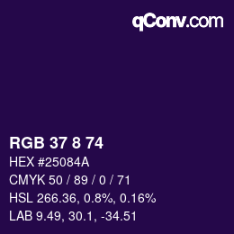 颜色代码: RGB 37 8 74 | qconv.com