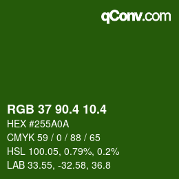 カラーコード: RGB 37 90.4 10.4 | qconv.com