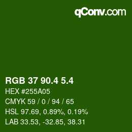 カラーコード: RGB 37 90.4 5.4 | qconv.com