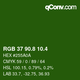 カラーコード: RGB 37 90.8 10.4 | qconv.com