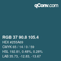 カラーコード: RGB 37 90.8 105.4 | qconv.com