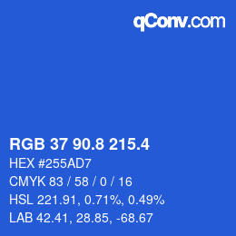 カラーコード: RGB 37 90.8 215.4 | qconv.com