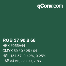 Color code: RGB 37 90.8 68 | qconv.com