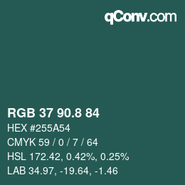 カラーコード: RGB 37 90.8 84 | qconv.com