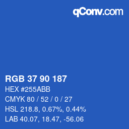 Color code: RGB 37 90 187 | qconv.com
