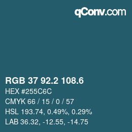 カラーコード: RGB 37 92.2 108.6 | qconv.com
