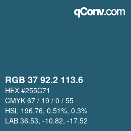 カラーコード: RGB 37 92.2 113.6 | qconv.com
