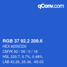 カラーコード: RGB 37 92.2 208.6 | qconv.com