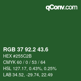 カラーコード: RGB 37 92.2 43.6 | qconv.com