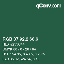 カラーコード: RGB 37 92.2 68.6 | qconv.com