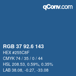 カラーコード: RGB 37 92.6 143 | qconv.com
